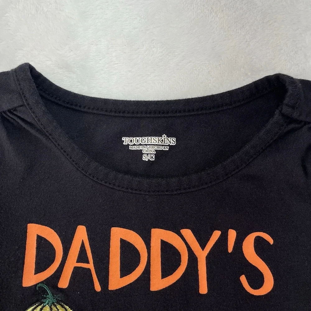 Toughskins Long Sleeve Shirt Girls Small Embroidered Pumpkin Halloween